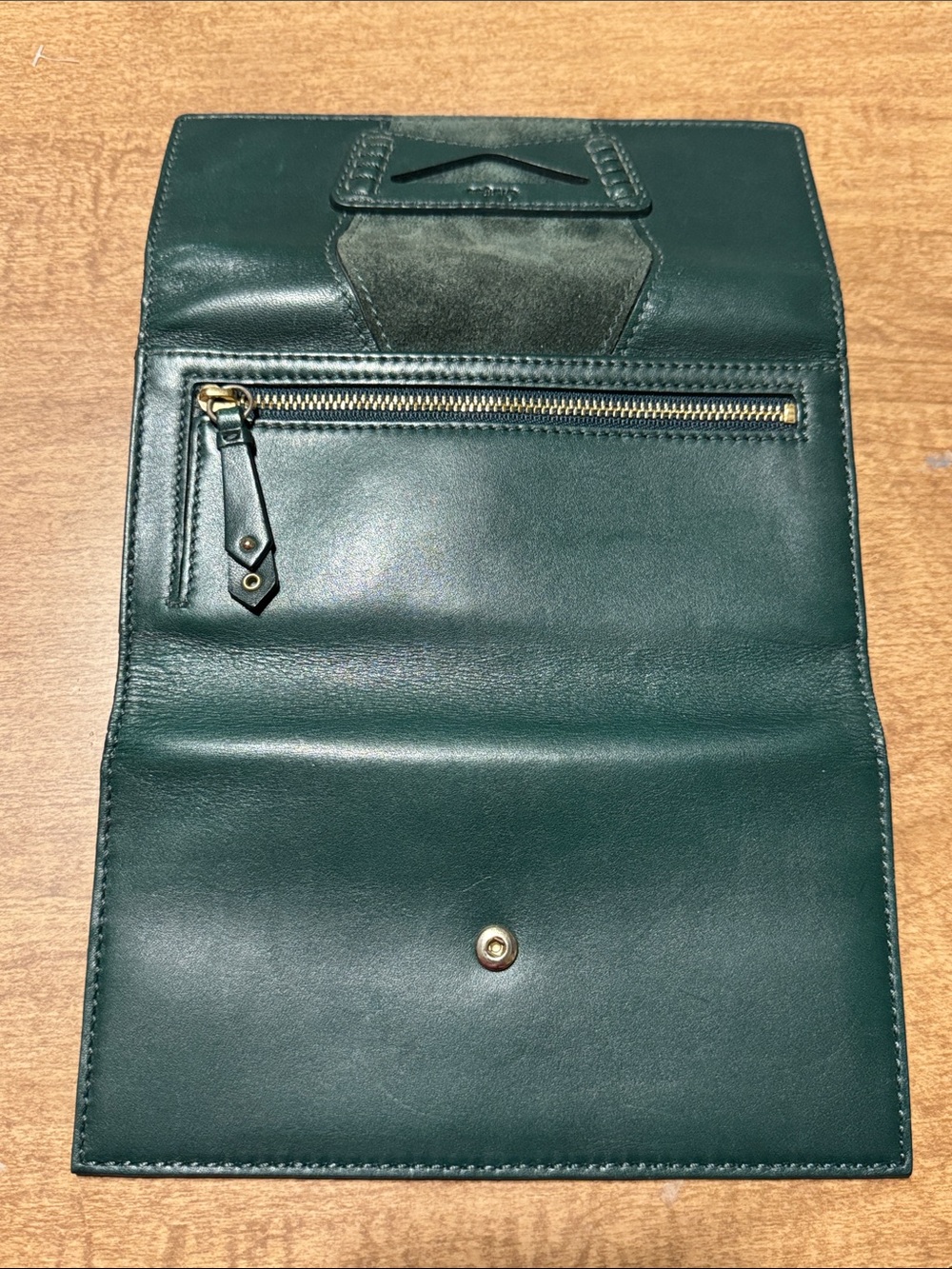 A Cole Haan Dark Teal Leather Wallet with Suede Accent - Picture 5 of 8